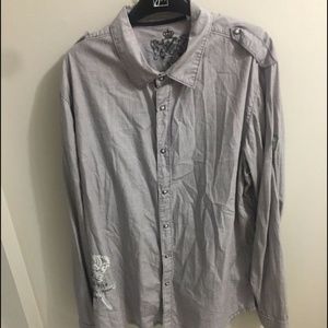 Guess Mens Long Sleeve Pearl Snap With Eagle